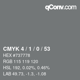 カラーコード: CMYK 4 / 1 / 0 / 53 | qconv.com