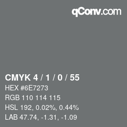 カラーコード: CMYK 4 / 1 / 0 / 55 | qconv.com