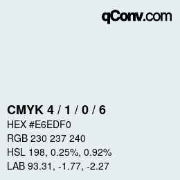 颜色代码: CMYK 4 / 1 / 0 / 6 | qconv.com