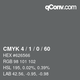 Farbcode: CMYK 4 / 1 / 0 / 60 | qconv.com