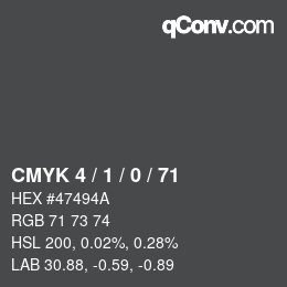 颜色代码: CMYK 4 / 1 / 0 / 71 | qconv.com