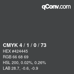 Farbcode: CMYK 4 / 1 / 0 / 73 | qconv.com