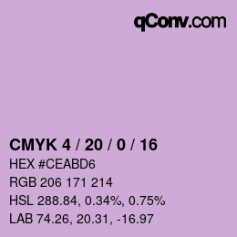 颜色代码: CMYK 4 / 20 / 0 / 16 | qconv.com
