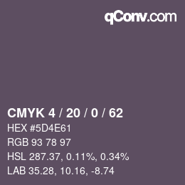 Farbcode: CMYK 4 / 20 / 0 / 62 | qconv.com