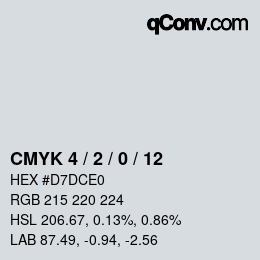 カラーコード: CMYK 4 / 2 / 0 / 12 | qconv.com