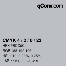 Color code: CMYK 4 / 2 / 0 / 23 | qconv.com