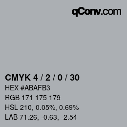 カラーコード: CMYK 4 / 2 / 0 / 30 | qconv.com