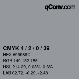 カラーコード: CMYK 4 / 2 / 0 / 39 | qconv.com