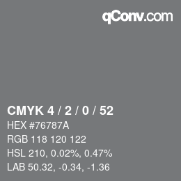 カラーコード: CMYK 4 / 2 / 0 / 52 | qconv.com