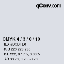 カラーコード: CMYK 4 / 3 / 0 / 10 | qconv.com