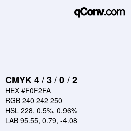 カラーコード: CMYK 4 / 3 / 0 / 2 | qconv.com