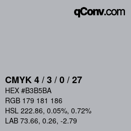 颜色代码: CMYK 4 / 3 / 0 / 27 | qconv.com