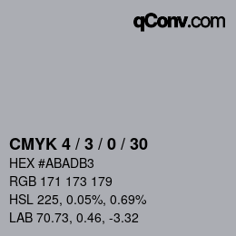 Code couleur: CMYK 4 / 3 / 0 / 30 | qconv.com