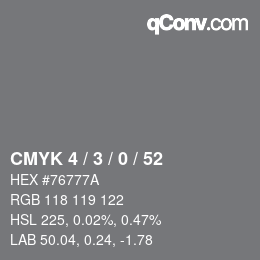 颜色代码: CMYK 4 / 3 / 0 / 52 | qconv.com