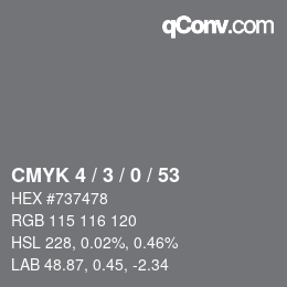 カラーコード: CMYK 4 / 3 / 0 / 53 | qconv.com