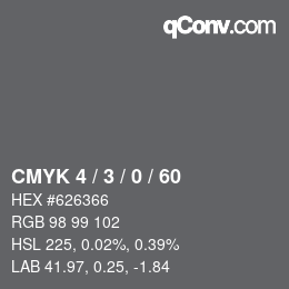 颜色代码: CMYK 4 / 3 / 0 / 60 | qconv.com