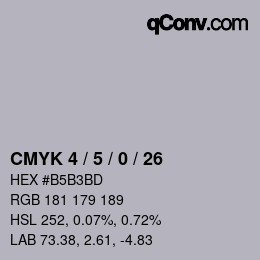 颜色代码: CMYK 4 / 5 / 0 / 26 | qconv.com