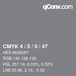颜色代码: CMYK 4 / 5 / 0 / 47 | qconv.com