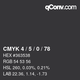 カラーコード: CMYK 4 / 5 / 0 / 78 | qconv.com