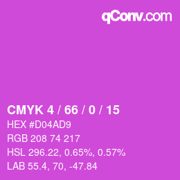 カラーコード: CMYK 4 / 66 / 0 / 15 | qconv.com