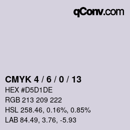 カラーコード: CMYK 4 / 6 / 0 / 13 | qconv.com