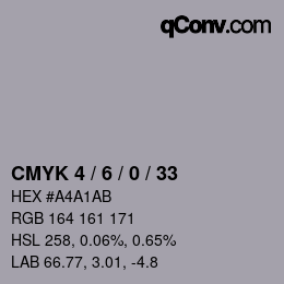 カラーコード: CMYK 4 / 6 / 0 / 33 | qconv.com