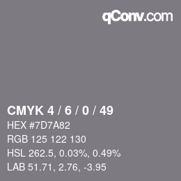 颜色代码: CMYK 4 / 6 / 0 / 49 | qconv.com