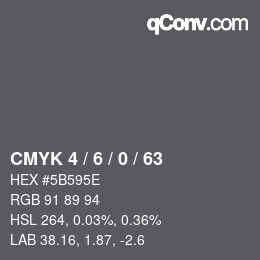 Código de color: CMYK 4 / 6 / 0 / 63 | qconv.com