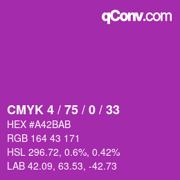 カラーコード: CMYK 4 / 75 / 0 / 33 | qconv.com
