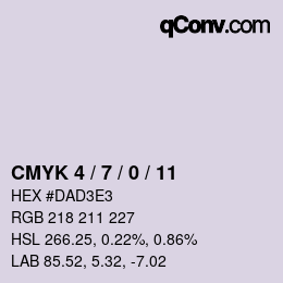カラーコード: CMYK 4 / 7 / 0 / 11 | qconv.com