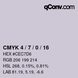 カラーコード: CMYK 4 / 7 / 0 / 16 | qconv.com