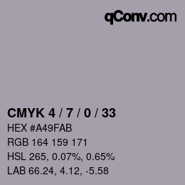 カラーコード: CMYK 4 / 7 / 0 / 33 | qconv.com