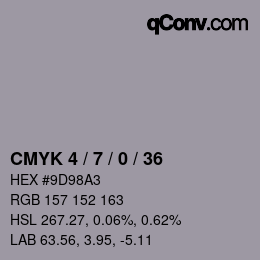 Farbcode: CMYK 4 / 7 / 0 / 36 | qconv.com