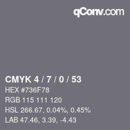 Color code: CMYK 4 / 7 / 0 / 53 | qconv.com