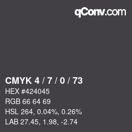 カラーコード: CMYK 4 / 7 / 0 / 73 | qconv.com