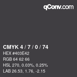カラーコード: CMYK 4 / 7 / 0 / 74 | qconv.com