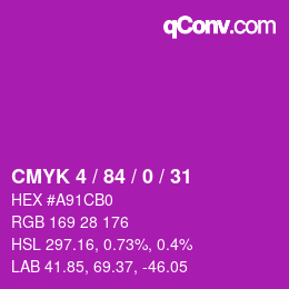 Farbcode: CMYK 4 / 84 / 0 / 31 | qconv.com