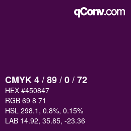 Color code: CMYK 4 / 89 / 0 / 72 | qconv.com