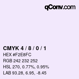 カラーコード: CMYK 4 / 8 / 0 / 1 | qconv.com