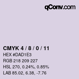 颜色代码: CMYK 4 / 8 / 0 / 11 | qconv.com