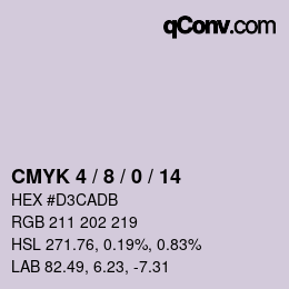 カラーコード: CMYK 4 / 8 / 0 / 14 | qconv.com