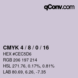カラーコード: CMYK 4 / 8 / 0 / 16 | qconv.com