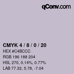 カラーコード: CMYK 4 / 8 / 0 / 20 | qconv.com