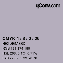 カラーコード: CMYK 4 / 8 / 0 / 26 | qconv.com