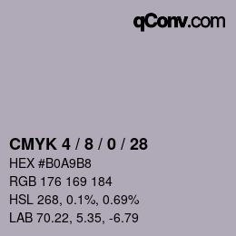 颜色代码: CMYK 4 / 8 / 0 / 28 | qconv.com