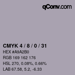 カラーコード: CMYK 4 / 8 / 0 / 31 | qconv.com