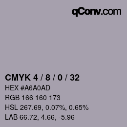 カラーコード: CMYK 4 / 8 / 0 / 32 | qconv.com