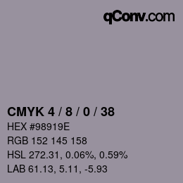 カラーコード: CMYK 4 / 8 / 0 / 38 | qconv.com