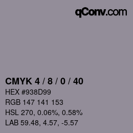 カラーコード: CMYK 4 / 8 / 0 / 40 | qconv.com