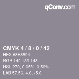 颜色代码: CMYK 4 / 8 / 0 / 42 | qconv.com